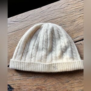 Lauren By Ralph Lauren Lambswool Angora Blend Cream White Beanie Hat